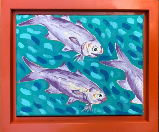 Moi School II (sold), Acrylic by Amy-Lauren Lum Won - Kauai fish art, Hawaii fish paintings